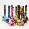 Färgglad kamouflage silikon bong pipes kit hopah waterpipe bubbler glas filter handtag skål bärbar ört tobak cigaretthållare rökning bäger handpipar dhl