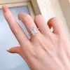 Anneaux de mariage Fine Pure Argent Haute Carbone Rectangle 3Ct Simulation Diamant Bague Radiant Cut Bijoux De Mode