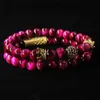 Chaîne 2 pièces ensemble de bracelets de perles d'oeil de tigre naturel ensemble de bijoux pour hommes et femmes matériau élastique dragonne accessoires cadeau saint valentin vacances noël x09