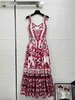 Grundläggande avslappnade klänningar Fancy Dress European Luxury Designer Dress Spring/Summer New Pink Ceramic Glaze Suspender Dress L230909