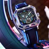 Wristwatches Relogio Masculino Men's Automatic Mechanical Watches Unique Luminous Display Skeleton Black Steel Case Watch Men Relojes