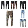 Jeans de créateurs Jeans de qualité originale pour hommes Pantalons de camouflage pour hommes Skinny Rip Motorcycle Denim Slim Stretch Fit avec trou Patch Hip Hop Streetwear pour