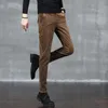 Pantalon décontracté doux pour hommes, poche arrière spéciale couverte en velours côtelé, tendance, Slim, extensible, vêtements d'automne