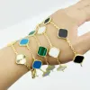 قلادة سوار Vanly Cleefly Golden Lucky Four Leaf Bracelet Titanium Steel Associory Light Luxury و Advanced Design Agate Five Flower Christmas Gift