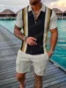Erkeklerin izleri erkekler yaz lüks polo gömlek şortu takım elbise moda trend eşofman
