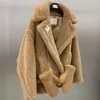 Winter Fur Coat Women ulljackor max designer puffer jacka klassisk nallebjörn kort vindbrytning