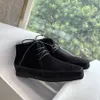 مربع إصبع القدم مربع مسطحة الدانتيل nubuck الجلود الكاحل أحذية بوتس مصمم فاخر أزياء الأحذية غير الرسمية للنساء