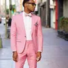 Costumes pour hommes Blazers Casual Summer Pink Costume Homme Mariage Hommes Groom Tuxedo Terno Masculino Slim Fit Prom Party Homme Blazer 2 pièces 230909