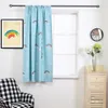 カーテンバランスショートウィンドウ2パネルKawaii CHILDRES DRAPE BLACKout Blue Rainbow Tie Up Valances Rod Pocket Kitchen Curtains230909