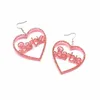 Blink Acrylic Pink Love-shaped Barbie Drop Earrings Letter Jewelry Cutie Pendant Clothes Pairing Cosplay Girls Accessories Women Wear Wholesale YME092