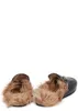 Fashion fur leather slippers womens princetown fur-trimmed leather loafers Round Toe Casual flat mules