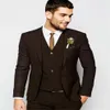 Slim Fits Chocolate Men's Business Suit Cocktail Dress Groom Tuxedos Coat Waistcoat Trousers Sets Jacket Pants Vest Tie W3289u