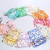 100pcs lot7x9 9x12cm Gold Print Organza Bag Wedding Drawable Organza Voile Packaging Bag Silk Pouches Packet Jewelry Bag Wholesal286t