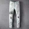 Casual streetwear nero slim fit jeans uomo autunno masculina lettera jeans pantaloni trendy dance club skinny s tourers195Q