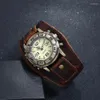 Armbanduhren Herrenuhr Punk Retro Einfache Mode Dornschließe Armband Leder Luxus Hochwertige Uhr Design Armbanduhr # 10Wristwat204W
