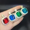 Pendant Necklaces Natural Colorful Zircon Necklace Women Fine Jewelry Red Blue Green Luxury Zirconia Faceted Gemstone Square