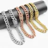 Hundkrage Luxur Designer Collar Armband Bling Diamond Necklace Cuban Gold Chain för Pitbull Big Dogs Jewelry Metal Material261f