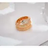 Designer Collection Style Bague Ouverte Femmes Lady Pavé Diamant Champaign Couleur Or Élastique Perles Complètes Double Cercle Serpent Serpent Anneaux Bijoux De Haute Qualité