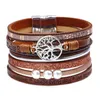 Mise à jour multicouche Tree of Life Laugh Every Day Bracelet Magnétique boucle en cuir en cuir bracelets