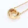 Fashion Stainless steel love Silver Gold Double ring Necklace for lady women mens Party wedding lovers gift engagement couple jewe236O