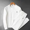 Men's Tracksuits 2023 Light luxury stand collar white casual sports suit men's slim spring and autumn knitted fitness tw249S