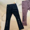 vujadess Zip Micro Élastique Flare Denim Workwear Designer Pantalon Zipper Noir Marron Kenijima Même Style casseroles