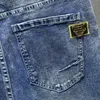 Мужские джинсы, рваные джинсовые брюки с яркими чернилами, летние повседневные короткие молодежные модные эластичные брюки длиной до колена 230909