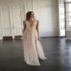 Sexy A-Line Wedding Dresses Beach Style Deep V Neck Strapless Backless Thigh-High Slits Floor Lenth Feathers Formal Wedding Dress 282w