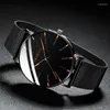 Wristwatches Sdotter 2023 Minimalist Men's Fashion Ultra Thin Watches Simple Men Business Stainless Steel Mesh Belt Quartz Watch Relogio