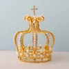 Wedding Hair Jewelry Baroque Bridal Pearls Cross Crown for Party Cake Flowers Tiaras Decoration Birthday Diadem Ornaments 230909