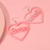 Blink Acrylic Pink Love-shaped Barbie Drop Earrings Letter Jewelry Cutie Pendant Clothes Pairing Cosplay Girls Accessories Women Wear Wholesale YME092