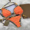 Ankomst kvinnor orange rutnät baddräkter bikini set mode sommar strand stil vind badkläder2458