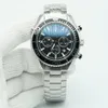 Bezel Planet Meter Black Dial Watch 44mm Quartz Chronograph Ocean Diver 600m Rostfritt stål Glas baksida Sport Havens klockor2380