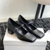 Top quality Aeyde squaretoe chunky heel Mary Jane luxury pumps heel Designer dress shoes Office party shoes for women