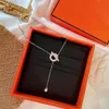 Home Orange Box Halsband Pig Nose Designer 925S 18K Gold Plated Star ClaVicle Chain med fulla strass högkvalitativa smycken NEC268m