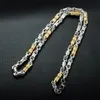 Two Tone Gold Color Necklace Titanium Stainless Steel 55CM 6MM Heavy Link Byzantine Chains Necklaces for Men Jewelry205O