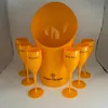 1 Ice Bucket 6 Small Glass Party Coupes Cocktail Champagne Flutes Goblet Plastic Orange Whisky Cups and Cooler244J