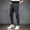 Schwarz Grau Denim Skinny Hosen Jugend Mode Trend Kurze Harem Hosen Micro Stretch Lose Casual Jeans Männer