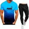 Trainingspakken voor heren 2023S Hot Selling Nieuwe herengebreide kleding + broekset Sportset voor heren Merkbedrukking Casual mode Katoenen T-shirt met korte mouwen S T230910