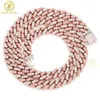 8mm Gold Silver Rose Multi Color Mix Rainbow Pink Blue Moissanite Cuban Chain Necklace Bracelet