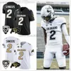 Stitched 2023 NCAA Colorado Buffaloes maglie da calcio 2 Shedeur Sanders 12 Travis Hunter College Personalizza Nero Bianco Uomo Donna Gioventù