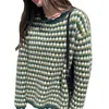 Autumn 2023 New Soft Glutinous Sweater for Women Mixed Color Stripe round Neck Design Loose Korean Style Sweater Top for Women