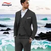 Męskie garnitury Blazers Summer Linen Suit for Men Beach Wedding Wedding Tuxedo Panto Kamizelka 3 -Scech Set Groom Dostosowany Blazer 230909