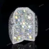Custom Iced Out VVS Moissanite Baguette Diamond Hip Hop Initial Letter Ring 925 Silver 10k 14k Real Gold Hiphop Men Jewelry