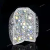 Anpassad isad VVS Moissanite Baguette Diamond Hip Hop Initial Letter Ring 925 Silver 10K 14K Real Gold Hiphop Men smycken