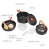 Camp Kitchen Camping Batterie de cuisine en aluminium Portable Vaisselle d'extérieur Kit de cuisson Pan Bol Bouilloire Pot Randonnée BBQ Pique-nique 230909