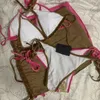 Yaz Kadife Push Up Bikinis Tasarım Tanga Biquini 2023 Bandage Brezilya Mikro Üç Parça Bikini Setleri Moda Seksi Mayo Etek Tasarımcı Mayo Monokini S-XL