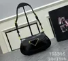 triangle luxury designer tote Genuine leather handbag lady hobo wallets Saddles bag 1BD345 top tier quality deluxe Bright leather 1:1 Underarm bag women Evening bag