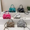 2024 Advanced Texture Letter Hourglass Shoulder Handheld Straddle Womens Handbag sale 60% Off Store Online