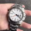 Relógio masculino luxuoso 40mm mostrador branco explorer ii ref 216570gmt formato 316l aço inoxidável relógios mecânicos automáticos esporte wr228z